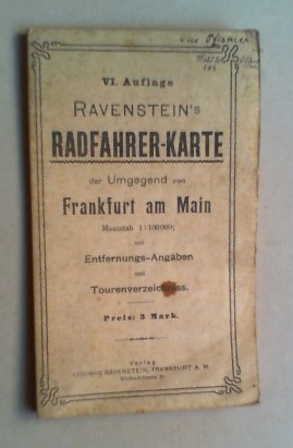 Ravenstein's Radfahrer-Karte der Umgegend von Frankfurt am Main. Maasstab 1:100000; mit Entfernun...
