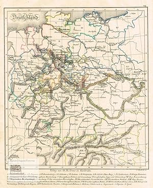 Deutschland. Landkarte der deutschen Gebiete mit Österreich-Ungarn, Böhmen und Mähren vor den Nap...
