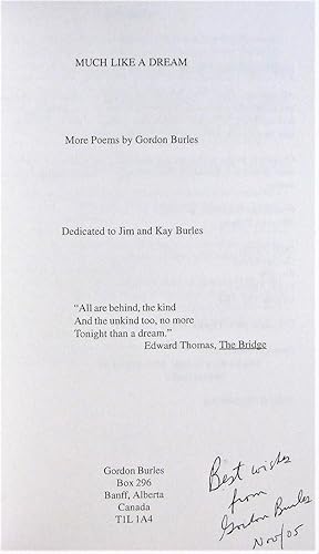 Much Like a Dream. More Poems By Gordon Burles