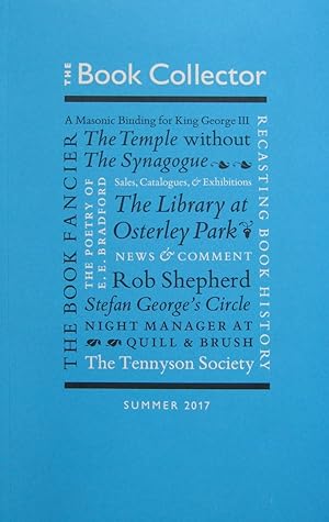 Seller image for The Book Collector Vol. 66 no. 2, Summer 2017. [Edited by James Fergusson; Consultant Editor, Nicolas Barker] for sale by James Fergusson Books & Manuscripts