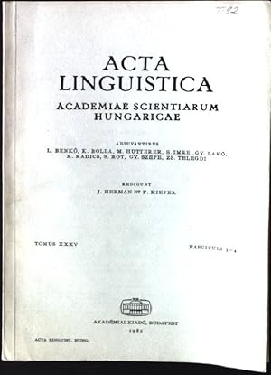 Bild des Verkufers fr Acta Linguistica, Academiae Scientiarum Hungaricae, Tomus XXXV, Fasciculi 3-4 zum Verkauf von books4less (Versandantiquariat Petra Gros GmbH & Co. KG)