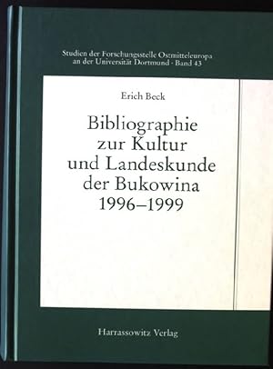 Bild des Verkufers fr Bibliographie zur Kultur und Landeskunde der Bukowina 1996-1999 Studien der Forschungsstelle Ostmitteleuropa an der Universitt Dortmund, Band 43 zum Verkauf von books4less (Versandantiquariat Petra Gros GmbH & Co. KG)