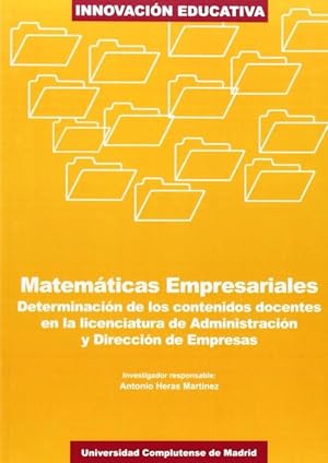 Image du vendeur pour Matematicas empresariales.determinacion de los contenidos mis en vente par Imosver