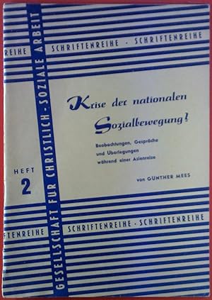 Bild des Verkufers fr Krise der nationalen Sozialbewegung? Heft 2. Beobachtungen, Gesprche und berlegungen whrend einer Asienreise. zum Verkauf von biblion2