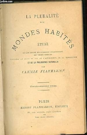 Image du vendeur pour LA PLURALITE DES MONDES HABITES - ETUDE OU L'ON EXPOSE LES CONDITIONS D'HABITUALITE DES TERRES CELESTES DISCUTEES AU POINT DE VUE DE L'ASTRONOMIE, DE LA PHYSIOLOGIE ET DE LA PHILOSOPHIE NATURELLE. mis en vente par Le-Livre