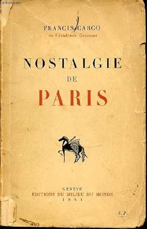Bild des Verkufers fr NOSTALGIE DE PARIS. zum Verkauf von Le-Livre
