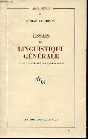 Seller image for ESSAIS DE LINGUISTIQUE GENERALE - COLLECTION "ARGUMENTS" N14. for sale by Le-Livre