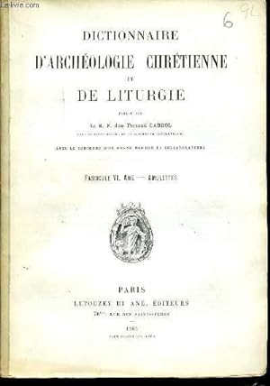 Seller image for FASCICULE VI : AME, AMULETTES - DICTIONNAIRE D'ARCHEOLOGIE CHRETIENNE ET DE LITURGIE. for sale by Le-Livre