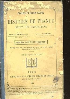 Seller image for HISTOIRE DE FRANCE : RECITS ET ENTRETIENS - COURS ELEMENTAIRE / PREMIERE ANNEE D'ENSEIGNEMENT. for sale by Le-Livre