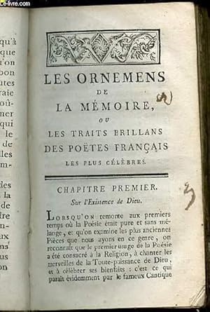 Bild des Verkufers fr LES ORNEMENS DE LA MEMOIRE - DES TRAITS BRILLANS DE NOS POETES LES PLUS CELEBRES. zum Verkauf von Le-Livre