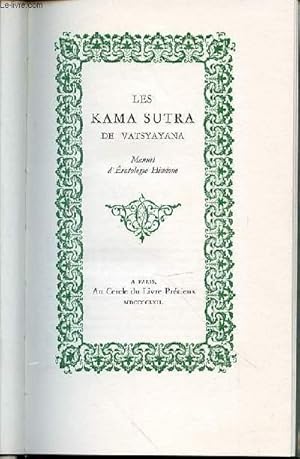 Seller image for LES KAMA SUTRA - MANUEL D'EROTOLOGIE HINDOUE. for sale by Le-Livre