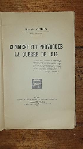 Imagen del vendedor de Comment fut provoque la guerre de 1914 a la venta por AHA BOOKS