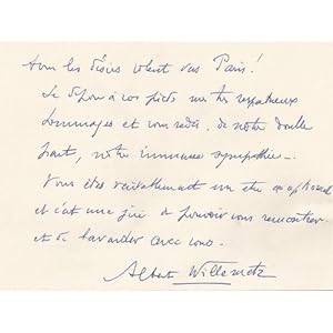 A message from Albert Willemetz to the Countess Anna-Laetitia Pecci-Blunt