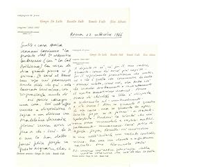 Letter from Romolo Valli to Countess Pecci Blunt