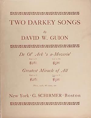 Seller image for Two Darkey Songs: Greatest Miracle of All, Low in D for sale by Firefly Bookstore