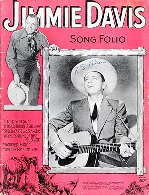 Image du vendeur pour Jimmie Davis Song Folio (Songbook) mis en vente par Firefly Bookstore