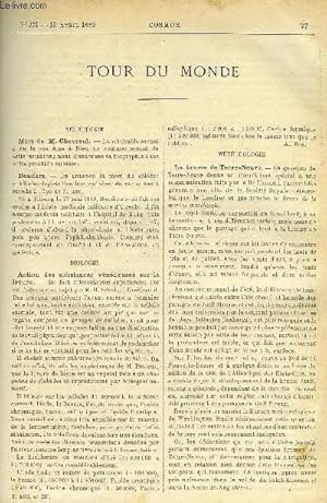 Image du vendeur pour LE COSMOS - REVUE DES SCIENCES ET DE LEURS APPLICATIONS N 220 - Mort de M. Chevreul, Donders, Actions des substances vnneuses sur la levure, La brume de Terre-Neuve, Baromtre a grande chelle, La section a donner aux conducteurs des paratonnerres mis en vente par Le-Livre