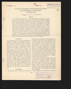 Immagine del venditore per Variation in Composition of Chromites from Chromite-Arsenide Deposits in the Peridotites of Malaga, Spain. Economic Geology Vol. 74, 1979, pp. 1630-1636. venduto da Antiquariat Bookfarm