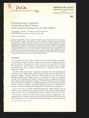 Imagen del vendedor de Strontium Isotopic Composition of Some Recent Basic Volcanites of the Southern Tyrrhenian Sea and Sicily Channel. Contr. Mineral, and Petrol. 23, 157-172 (1969). a la venta por Antiquariat Bookfarm