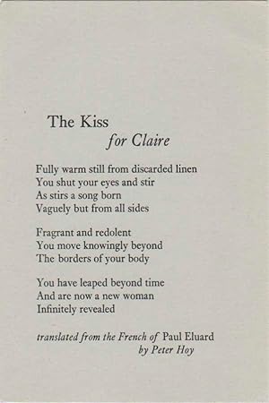 Bild des Verkufers fr The Kiss for Claire zum Verkauf von Jeff Hirsch Books, ABAA
