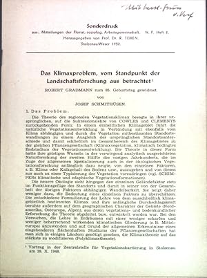 Bild des Verkufers fr Das Klimaxproblem, vom Standpunkt der Landschaftsforschung aus betrachtet. Sonderdrucka aus: Mitteilungen der Florist.-sozilog. Arbeitsgemeinschaft, N. F. Heft 2; zum Verkauf von books4less (Versandantiquariat Petra Gros GmbH & Co. KG)