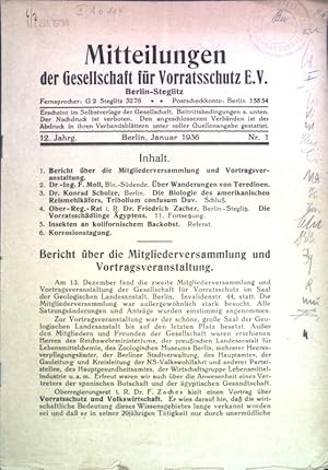 Imagen del vendedor de Die Biologie des amerikanischen Reismehlkfers Tribolium confusum Duv. (Schlu); in: 12. Jg. Nr. 1 Mitteilungen der Gesellschaft fr Vorratsschutz e. V. Berlin-Steglitz; a la venta por books4less (Versandantiquariat Petra Gros GmbH & Co. KG)