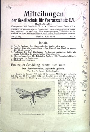 Imagen del vendedor de Die Vorratsschdlinge gyptens; in: 10. Jg. Nr. 4 Mitteilungen der Gesellschaft fr Vorratsschutz e. V. Berlin-Steglitz; a la venta por books4less (Versandantiquariat Petra Gros GmbH & Co. KG)