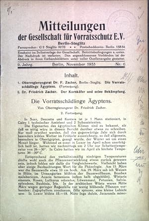 Imagen del vendedor de Der Kornkfer und seine Bekmpfung; in: 9. Jg. Nr. 6 Mitteilungen der Gesellschaft fr Vorratsschutz e. V. Berlin-Steglitz; a la venta por books4less (Versandantiquariat Petra Gros GmbH & Co. KG)