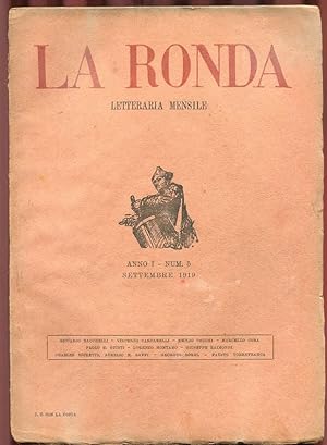 LA RONDA LETTERARIA MENSILE -1919 - NUM. 05 DEL SETTEMBRE 1919 ANNO PRIMO, Roma, Off. tipografica...
