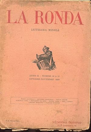 LA RONDA LETTERARIA MENSILE -1920 - NUM. 10-11 DELL'ottobre - novembre 1920 ANNO SECONDO, Roma, O...