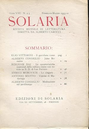 SOLARIA, rivista mensile 1933 numero 02-03 del febbraio-marzo 1933. Direttore ALBERTO CAROCCI - A...