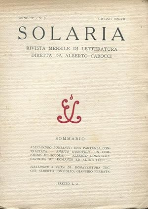 SOLARIA, rivista mensile 1929 numero 06 del GIUGNO 1929 .Direttore ALBERTO CAROCCI - ANNO QUARTO,...