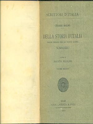 Bild des Verkufers fr della storia d'Italia dalle origini fino ai nostri giorni vol II zum Verkauf von Librodifaccia