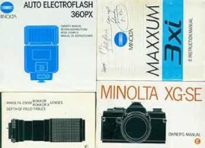 Imagen del vendedor de Minolta manuals for Maxxum 3xi, Minolta XG-SE, Auto Electroflash 360PX, and Zoom lenses depth of field tables. a la venta por Wittenborn Art Books