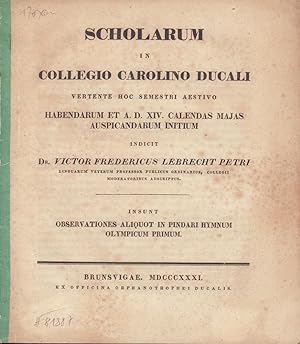 Scholarum in Collegio Carolino Ducali vertente hoc semestri aestivo habendarum et a. d. XIV. cale...