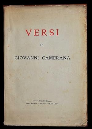 Image du vendeur pour Versi di Giovanni Camerana, mis en vente par Studio Bibliografico Antonio Zanfrognini