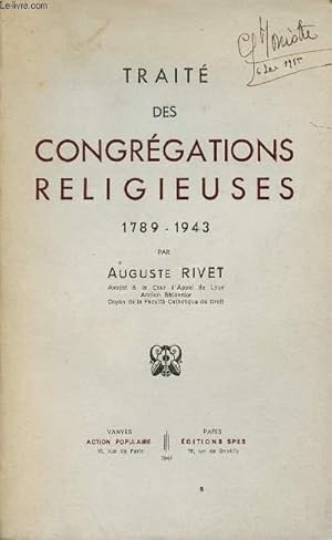 Seller image for TRAITE DES CONGREGATIONS RELIGIEUSES 1789-1943 for sale by Le-Livre