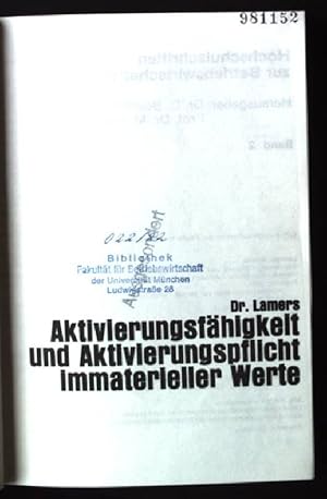 Bild des Verkufers fr Aktivierungsfhigkeit und Aktivierungspflicht immaterieller Werte. Hochschulschriften zur Betriebswirtschaftslehre ; 2 zum Verkauf von books4less (Versandantiquariat Petra Gros GmbH & Co. KG)