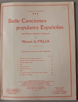 Siete canciones populares espanolas. Adaptation française de M. Paul Milliet. Completo (nr. cat. ...