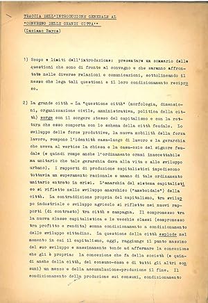 Convegno nazionale sui problemi delle grandi città. Milano, 8-9-10 marzo 1963. Dattiloscritto deg...