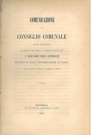 Comunicazione al consiglio comunale sulla necessità di provvedimenti amministrativi a riguardo de...