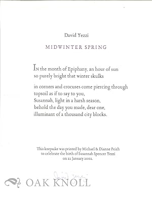 Seller image for MIDWINTER SPRING for sale by Oak Knoll Books, ABAA, ILAB