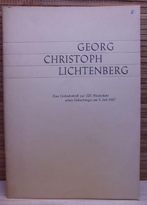 Bild des Verkufers fr GEORG CHRISTOPH LICHTENBERG: Eine Gedenkschrift zur 225. Wiederkehr seines Geburtstags am 1. Juli 1967 zum Verkauf von Araki Antiquariat Georg Dehn