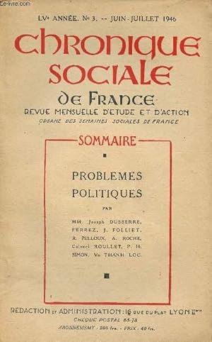 Seller image for CHRONIQUE SOCIALE DE FRANCE N3 - JUIN/JUI 46 for sale by Le-Livre