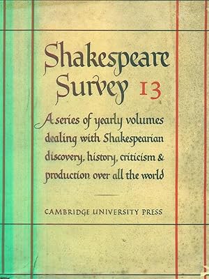 Immagine del venditore per Shakespeare Survey Volume 13 venduto da Librodifaccia