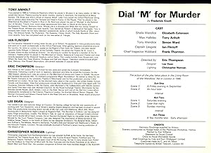 Seller image for Dial 'M' For Murder: Souvenir Theatre Programme Performed at Forum Theatre, Billingham for sale by Little Stour Books PBFA Member