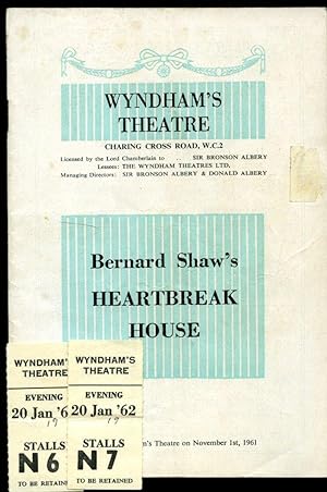 Seller image for Heartbreak House: Souvenir Theatre Programme Performed at Wyndham's Theatre, Charing Cross Road, London + Two Stalls Tickets for sale by Little Stour Books PBFA Member