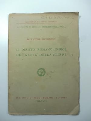 Seller image for Il diritto romano indice del genio della stirpe for sale by Coenobium Libreria antiquaria
