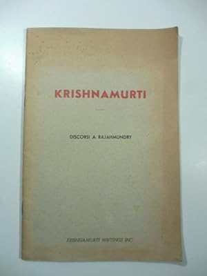 Krishnamurti. Discorsi a Rajahmundry