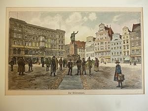 Orig. kolorierter Holzstich - Der Blücherplatz.